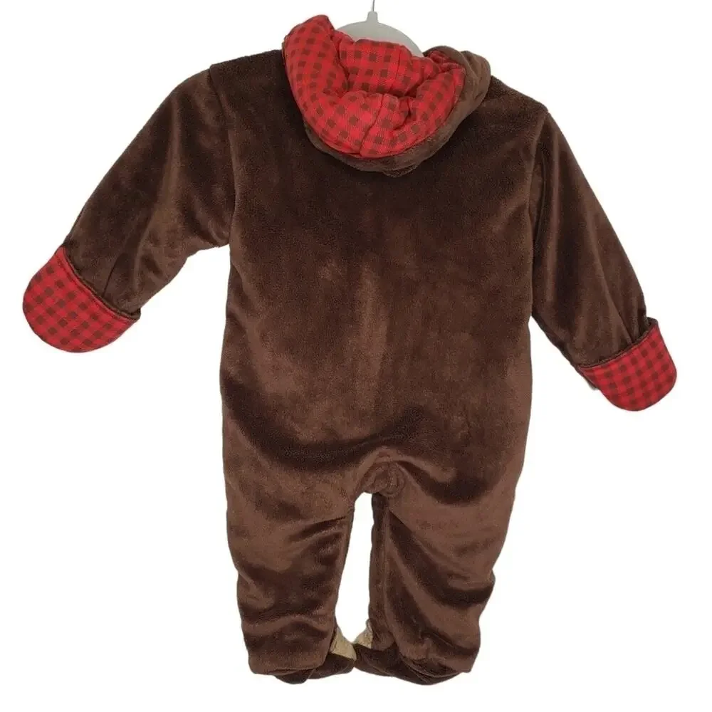 Just For You by Carter Footed Onsie with Plaid lined Hood and Hand Cuffs 6 Month